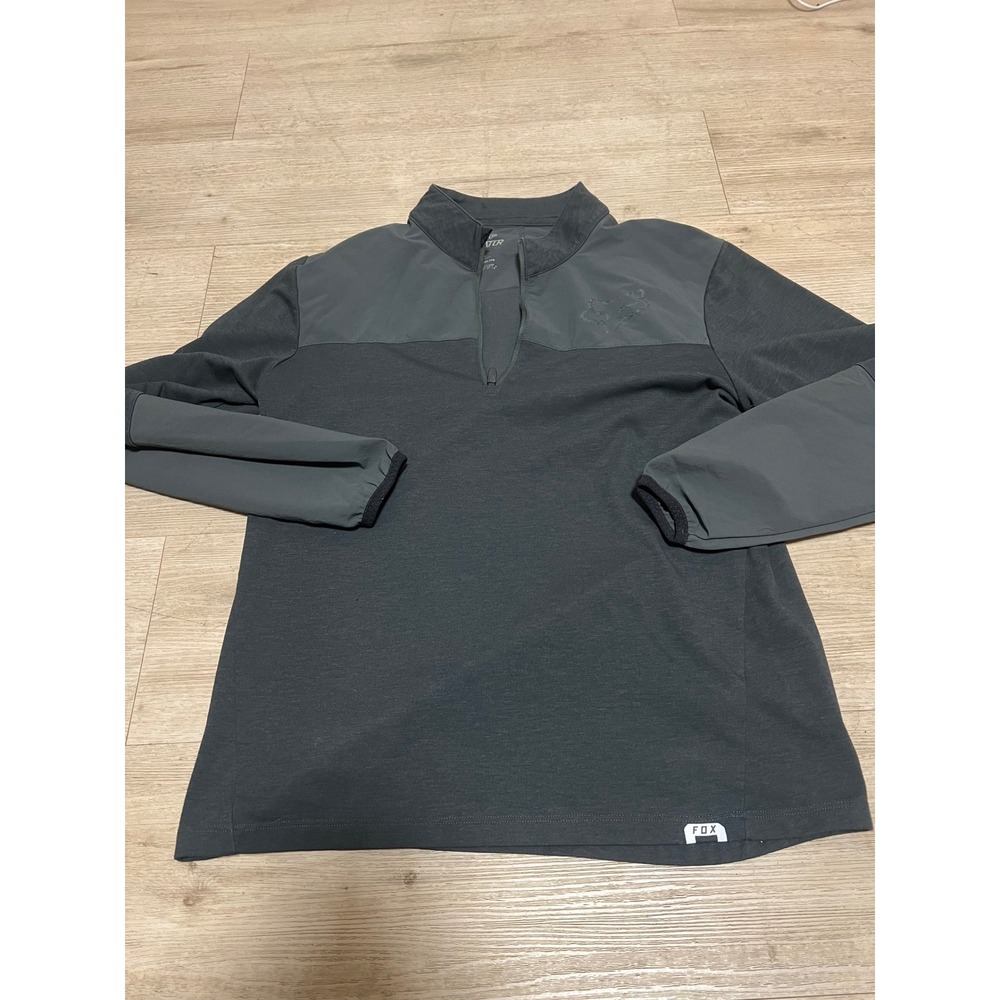 Fox Indicator Mens L Gray 1/4 Zip Jacket Moto Cycling Outdoor Long Sleeve‎